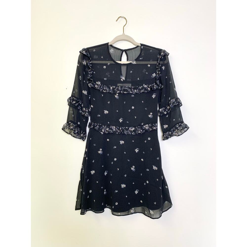 Abercrombie & Fitch Floral Sheer Ruffle Dress Size XS Feminine Romantic Whimsy